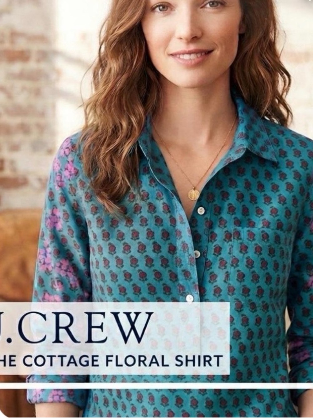 J. Crew Men’s Teal Floral Button-Up Shirt